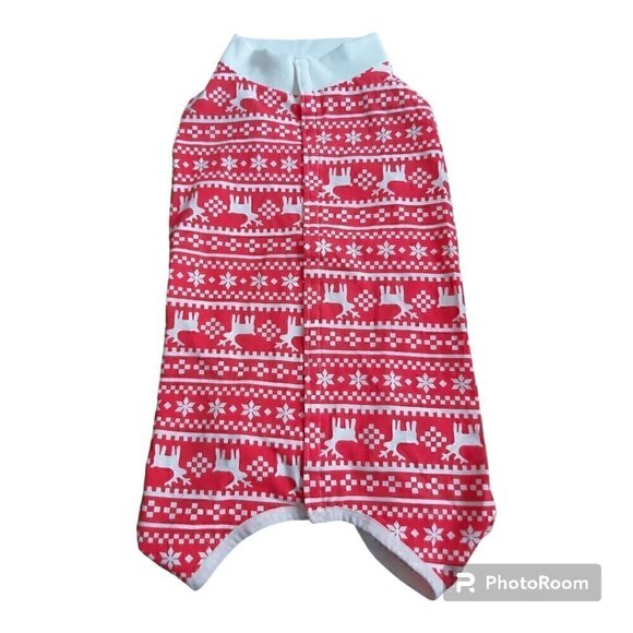 Nwot Christmas Red & White Reindeer & Snowflake Dog Pajama Shirt - Size XL - Picture 1 of 5